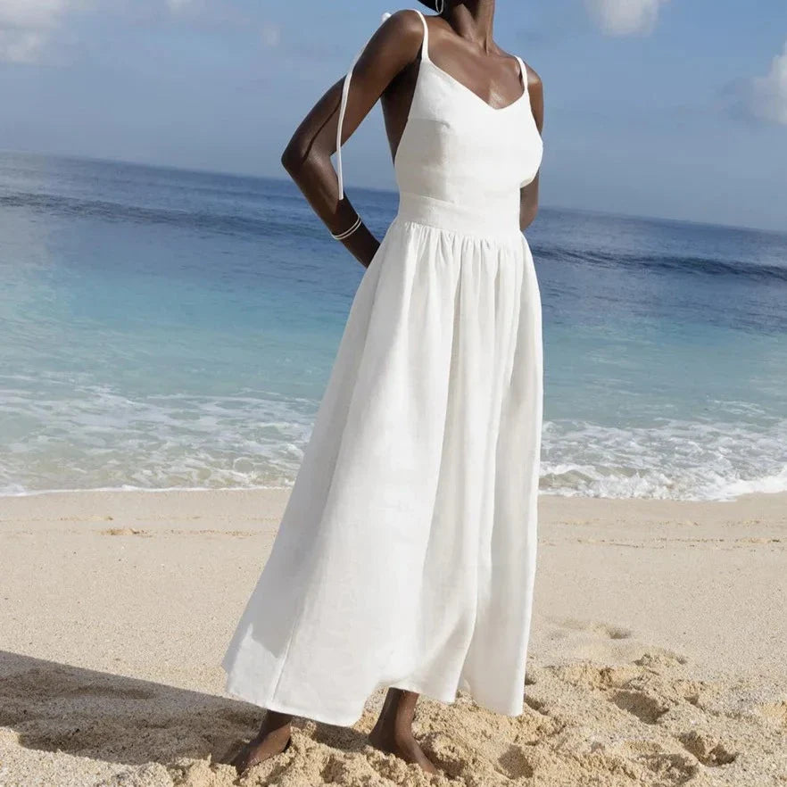 Levoire | Robe De Plage Avec Bretelles Réglables Blanc