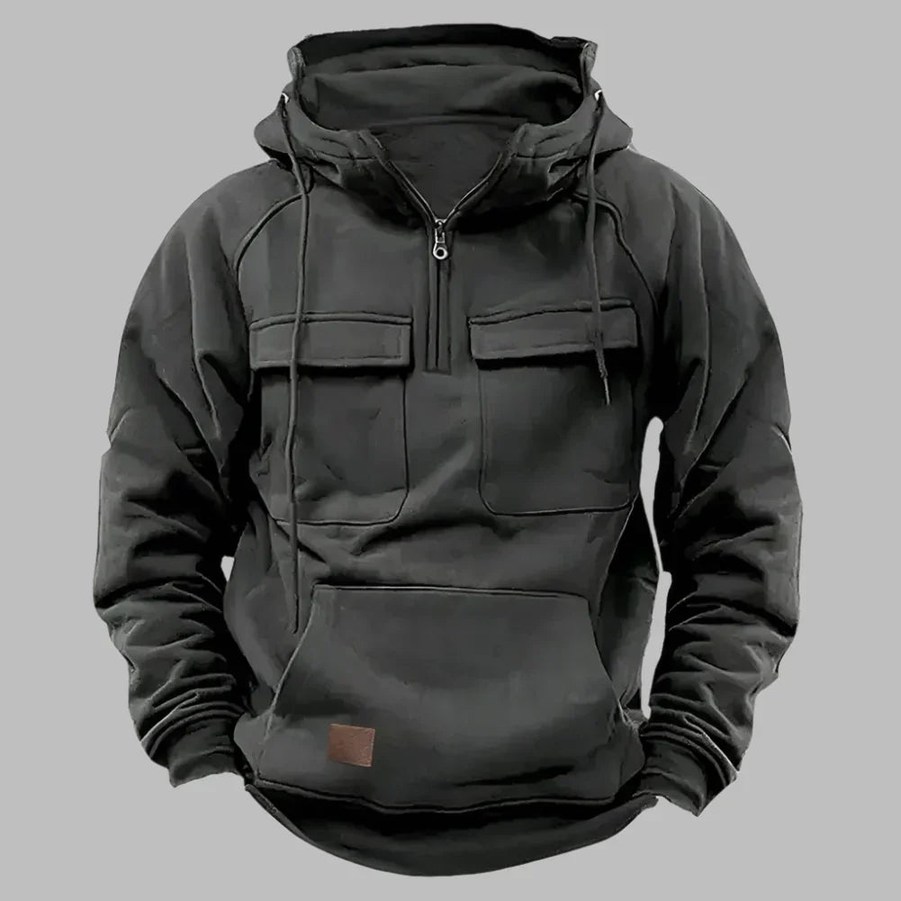 Levoire | Sweat À Capuche Chaud Pour Hommes Avec Polaire Et Fermeture Éclair Gris foncé