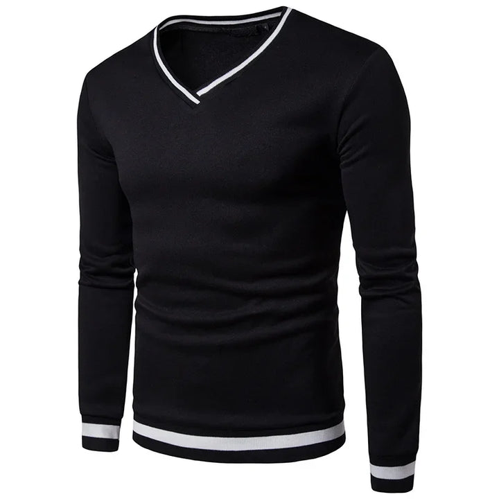Levoire | Pull En Tricot Décontracté Avec Décolleté En V Pour Hommes Noir