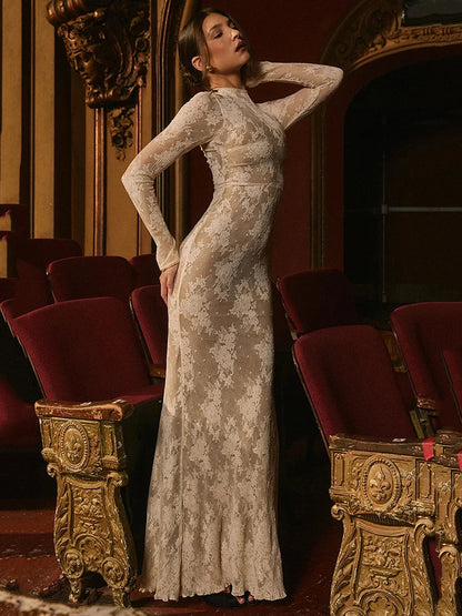 Levoire | Robe Longue Élégante En Dentelle Avec Fermeture Éclair