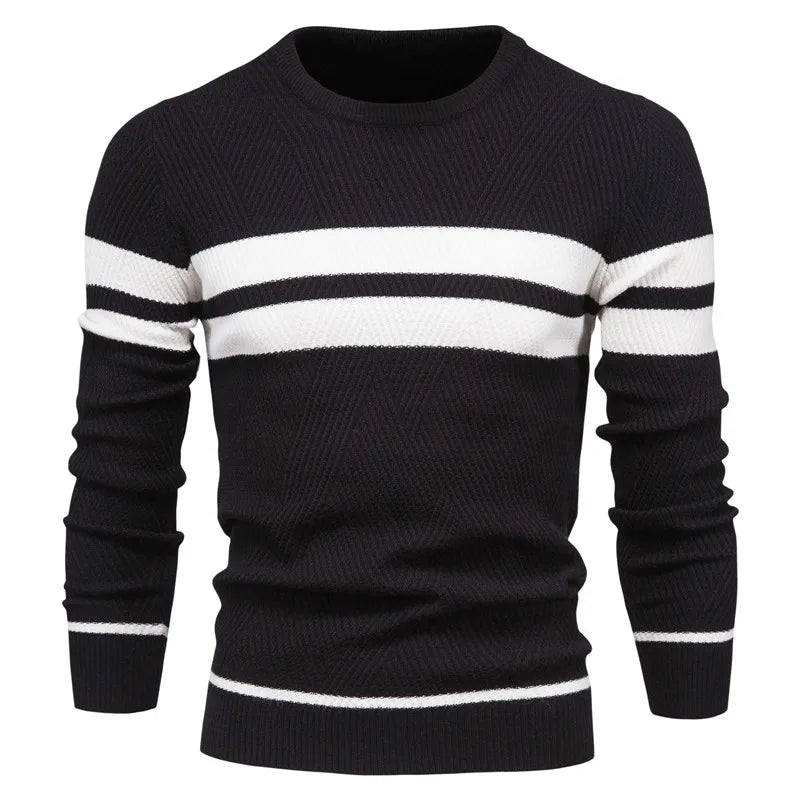 Levoire | Pull Homme Patchwork, Coupe Slim Noir