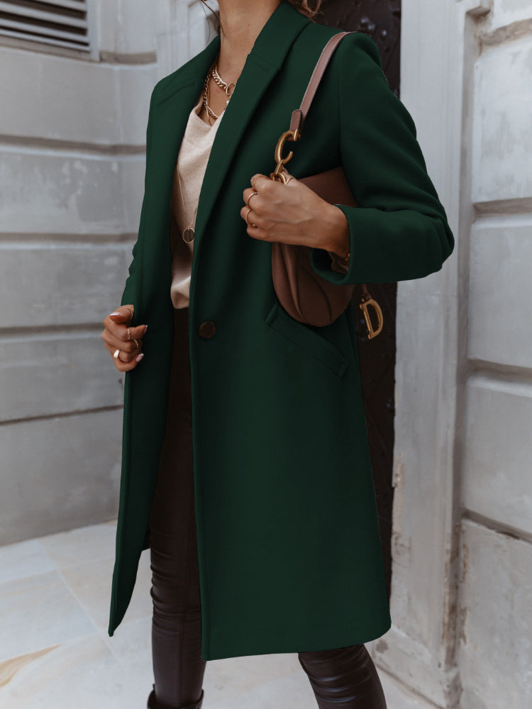 Levoire Long Manteau avec Revers et Bouton