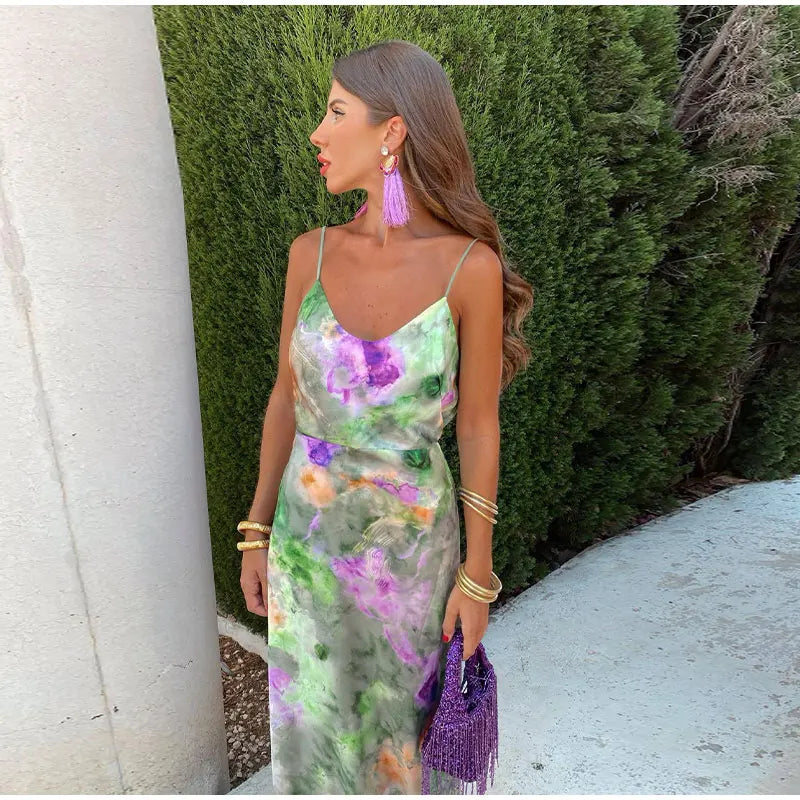 Levoire | Robe Maxi Colorée Et Sexy Avec Imprimé Halo-Dye Et Écharpe Amovible