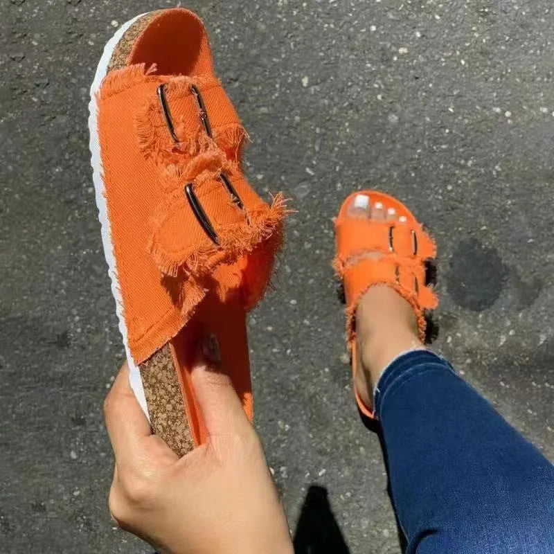 Levoire | Sandales Style Denim Orange