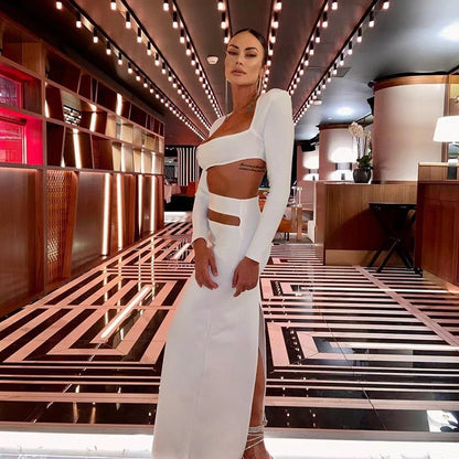 Levoire | Haut À Col Carré Et Jupe Maxi Ensemble