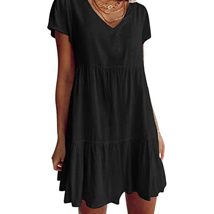Levoire | Robe Femme À Manches Courtes Robe D'Été Noir
