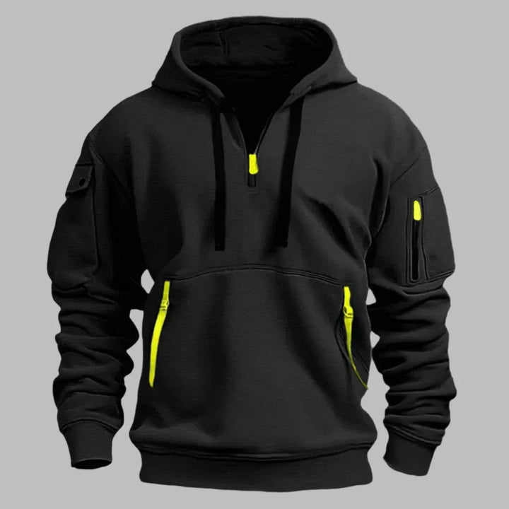 Levoire | Sweat À Capuche Sportif Pour Homme Avec Fermeture Éclair Noir