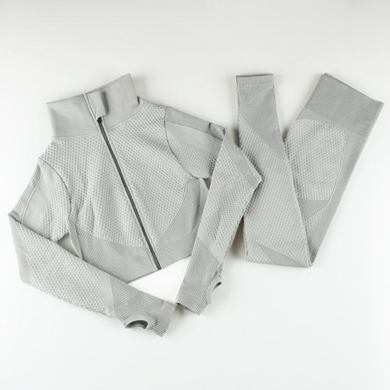 Levoire | Ensemble De Vêtements De Sport Avec Haut À Fermeture Éclair Gris clair