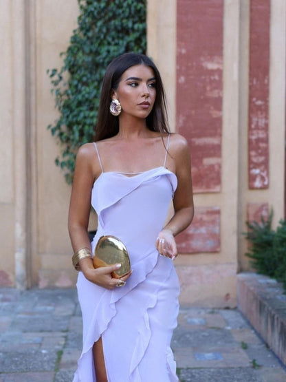 Levoire | Ruban Froncé Blanchi Tau Ouverture Latérale Robe Maxi