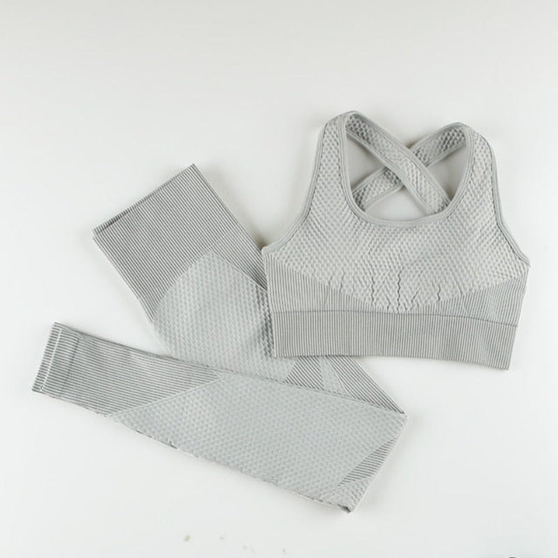 Levoire | Ensemble De Vêtements De Sport Avec Brassière À Bretelles Croisées Gris clair