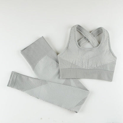 Levoire | Ensemble De Vêtements De Sport Avec Brassière À Bretelles Croisées Gris clair
