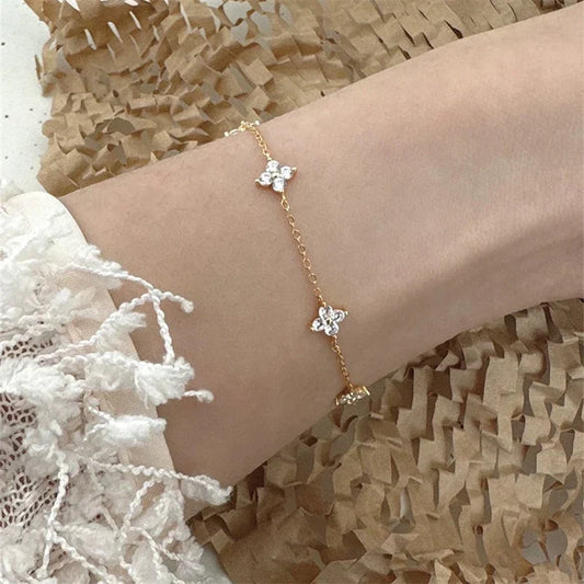 Levoire | Bracelet En Acier Inoxydable Avec Fleur En Cristal Or