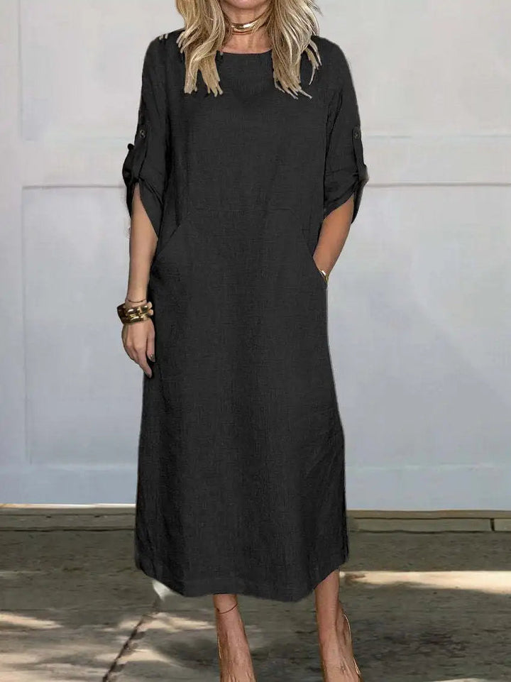 Levoire | Robe en lin confortable avec poche Noir