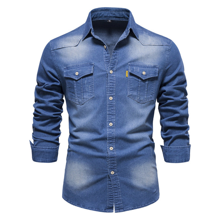 Levoire | Chemise Moderne Avec Poches Poitrine Bleue
