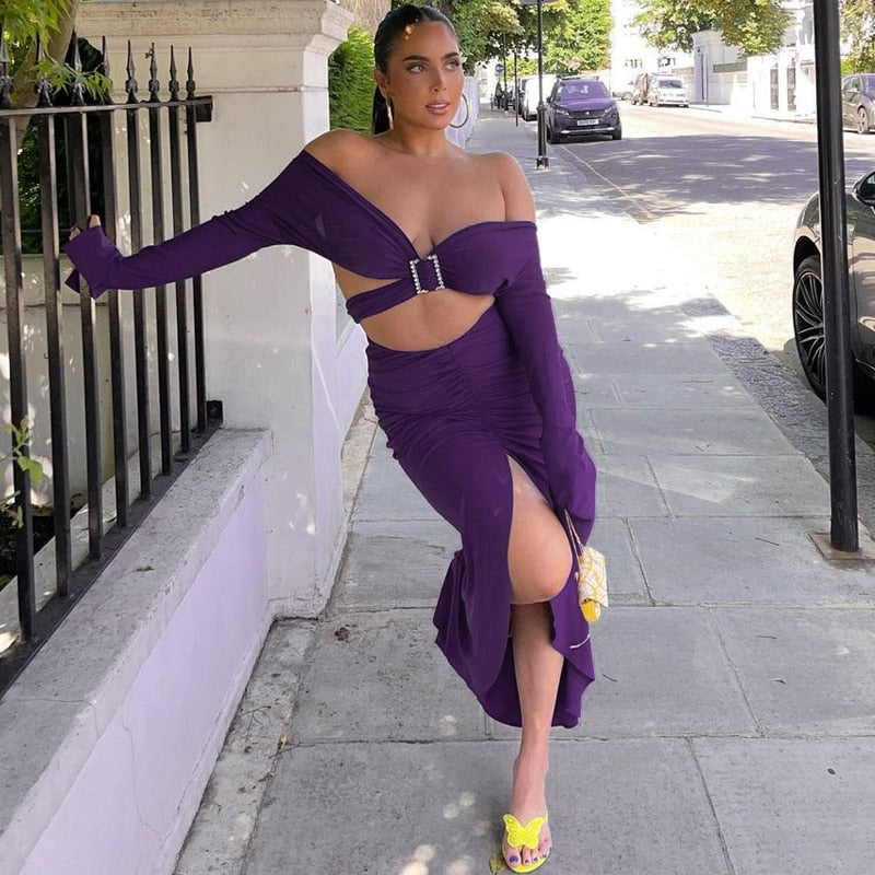 Levoire | Top Court À Col En V & Jupe Maxi Taille Haute