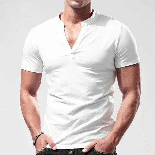 Levoire | T-shirt Henley en Coton avec Technologie Anti-Sueur et Coupe Musclée pour Hommes