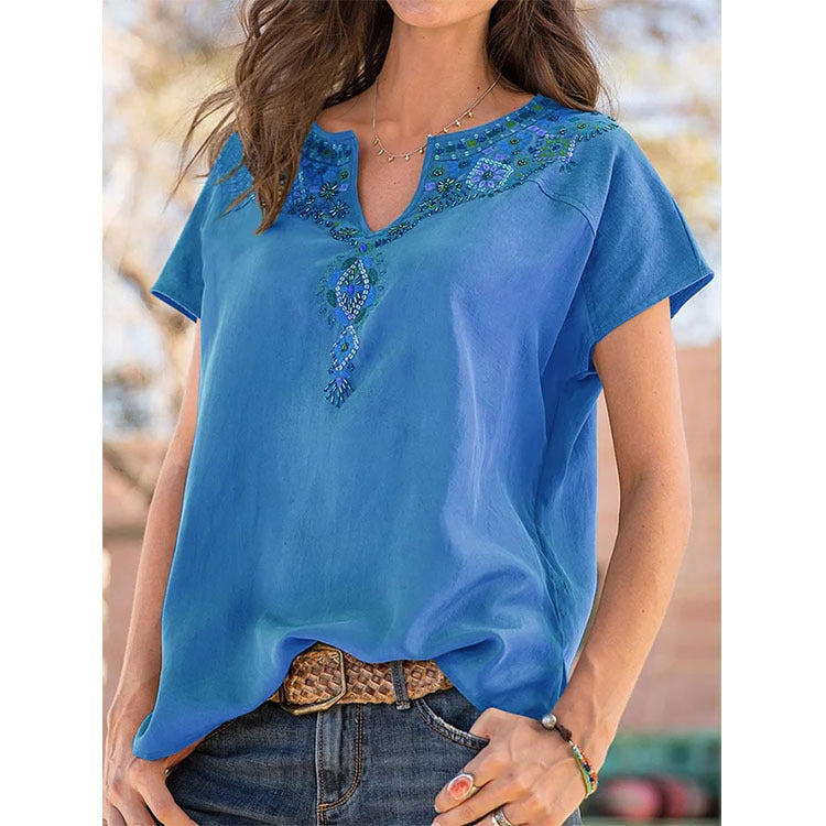 Levoire | Blouse Boho Avec Motif Floral Bleu