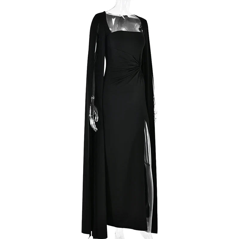Levoire | Robe Longue À Manches Cape Avec Fente