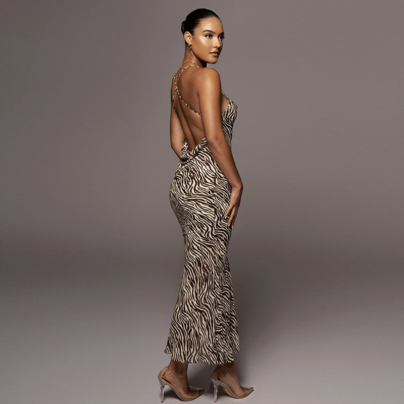 Levoire | Robe Maxi Décontractée À Imprimé Zèbre