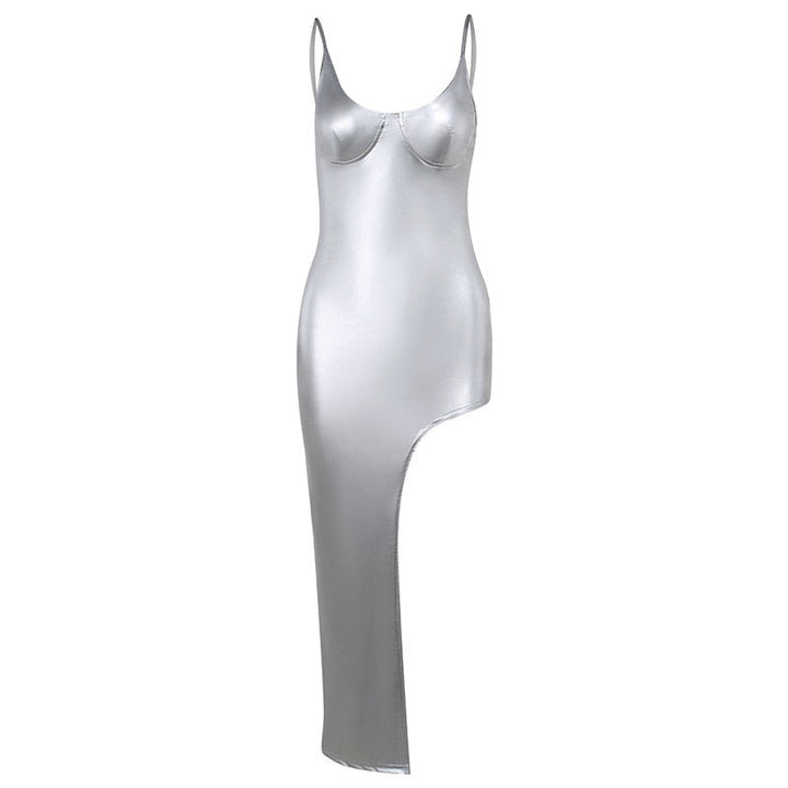 Levoire | Robe Midi À Bretelles Spaghetti Métalliques