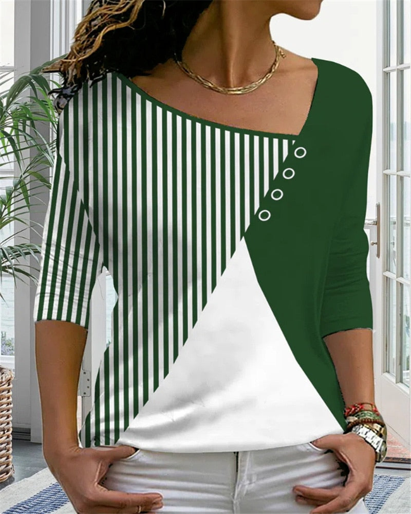 Levoire | T-Shirt À Col En V Pour Femmes Vert