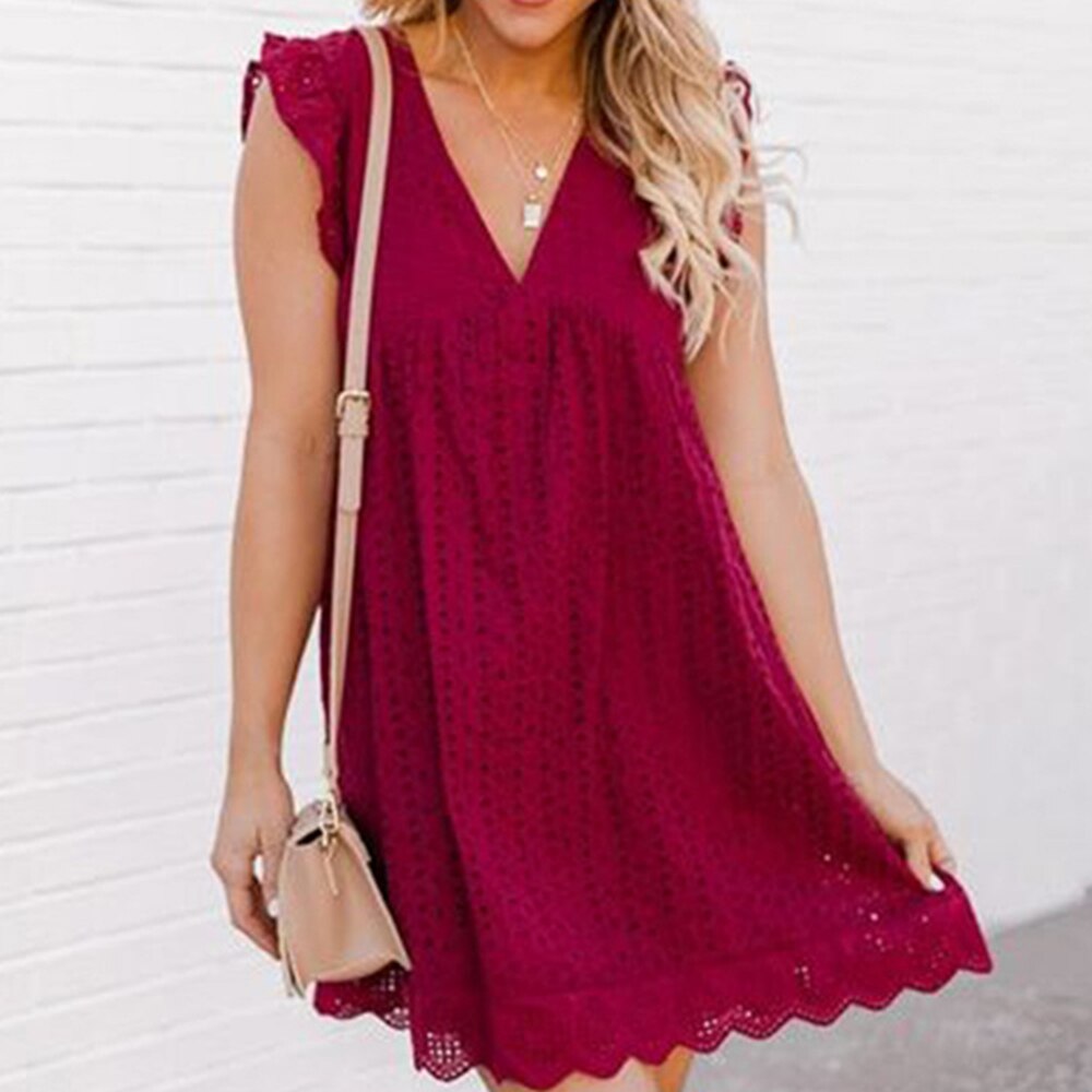Levoire | Robe En Dentelle D'Été Vin rouge