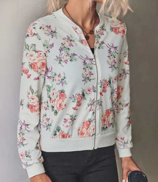 Levoire | Veste Bomber Imprimée Décontractée Blanc