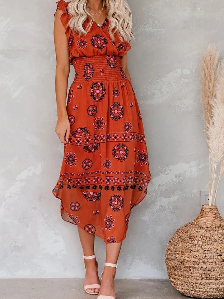 Levoire | Robe Mi-Longue À Volants Pour Femme Rouge