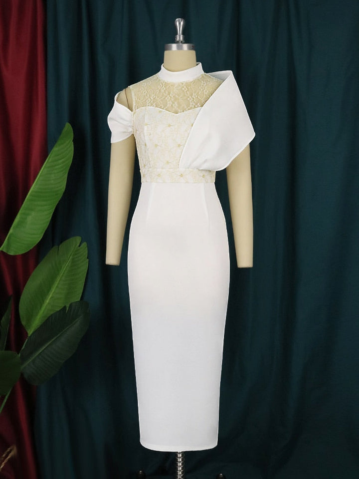 Levoire | Off-Shoulder Épaules-Lace Resirkulert Midi Robes