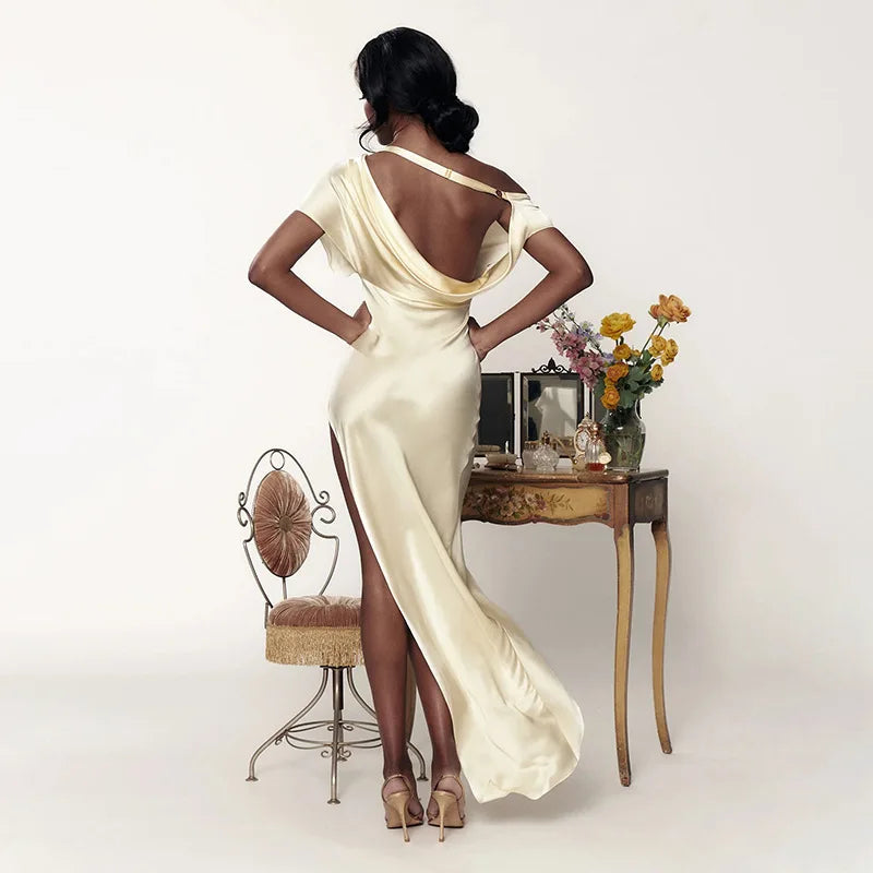 Levoire | Robe Maxi Fendue À Encolure Dégagée, À Dos Décolleté Et À Bretelles Droites