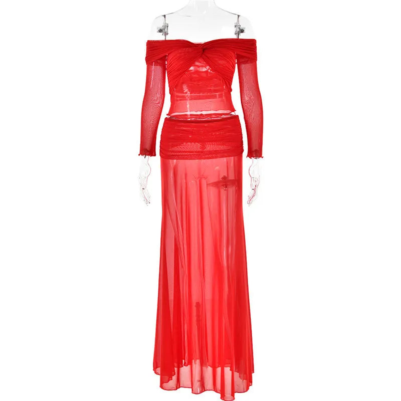 Levoire | Bustier Transparent Sans-Manches Ensemble Crop Et Jupe Longue