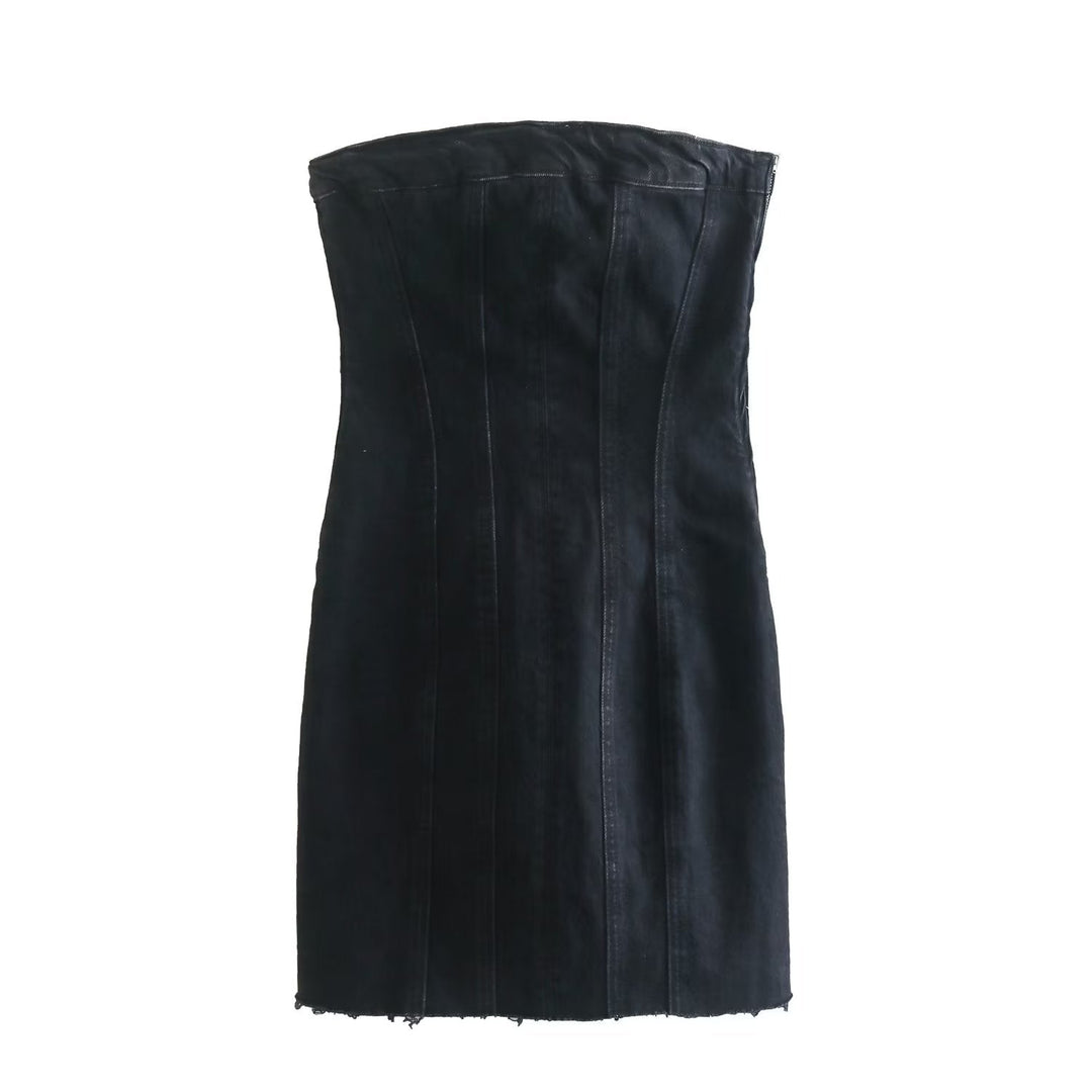 Levoire | Belle Robe En Jean Sans Découpe Et Fermeture Éclair Sur Le Côté Noir