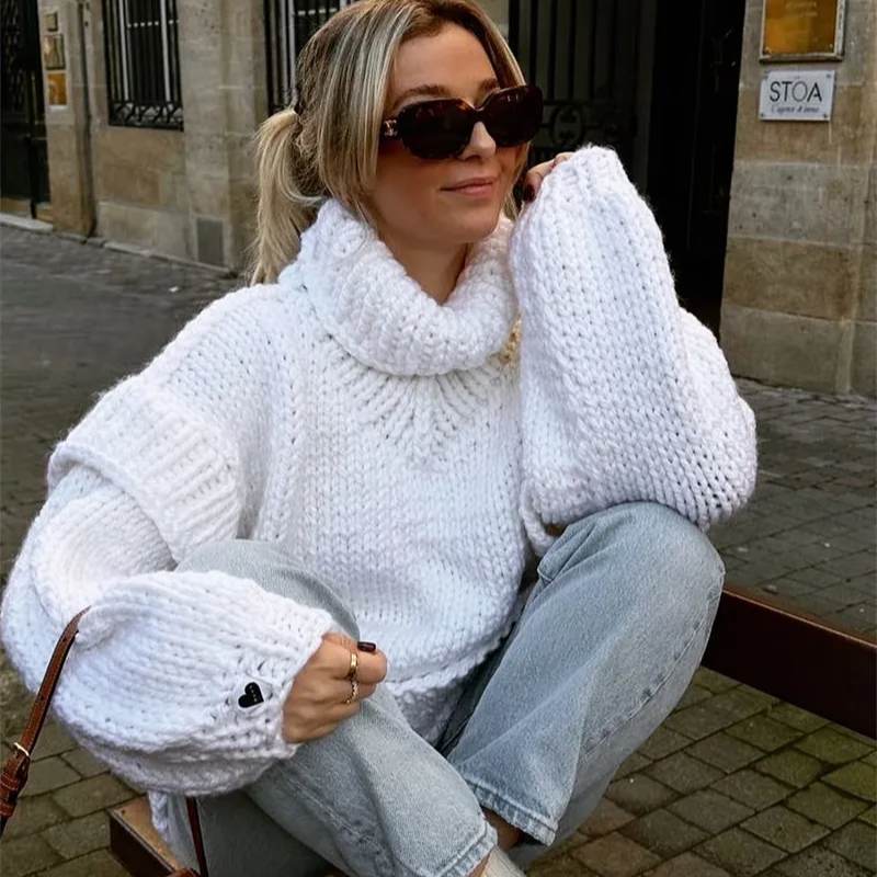 Levoire | Pull Col Roulé À Manches Longues Surdimensionné Blanc