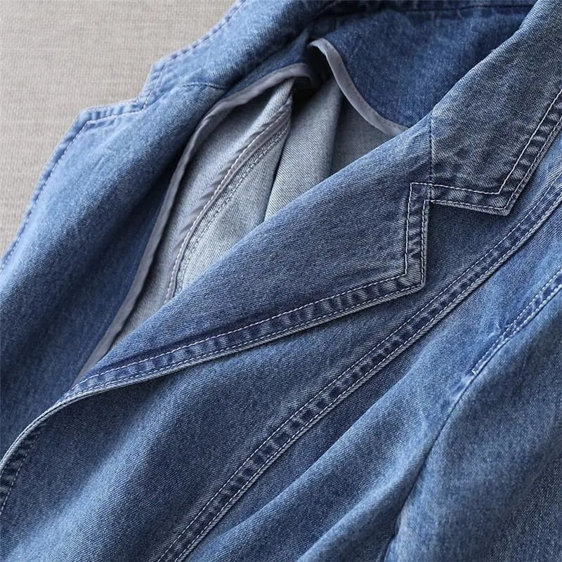 Levoire | Veste En Denim Simple À Manches Longues Avec Bouton