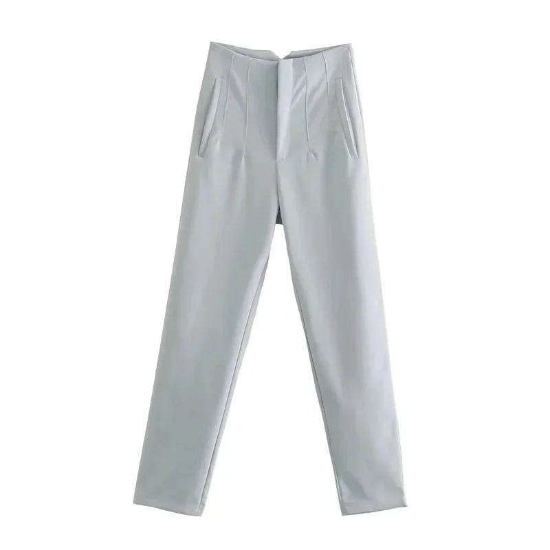 Levoire | Pantalons Formels Taille Haute Avec Une Coupe Slim Et Élégante Gris
