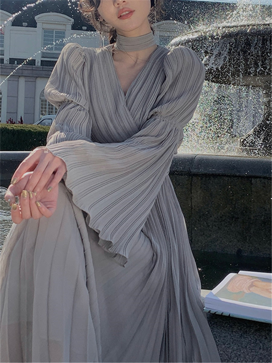 Levoire | Robe Maxi Plissée Vintage Sans Manches