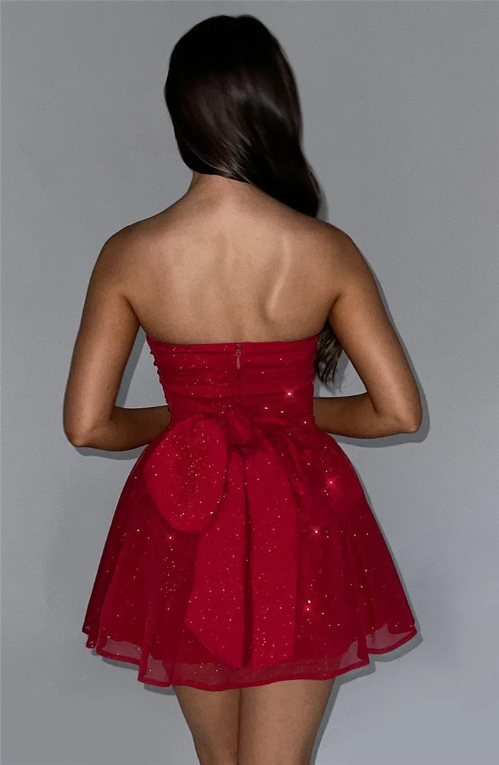 Levoire | Robe Mini À Bretelles Off-Shoulder En Maille Pailletée À Dos Ouvert