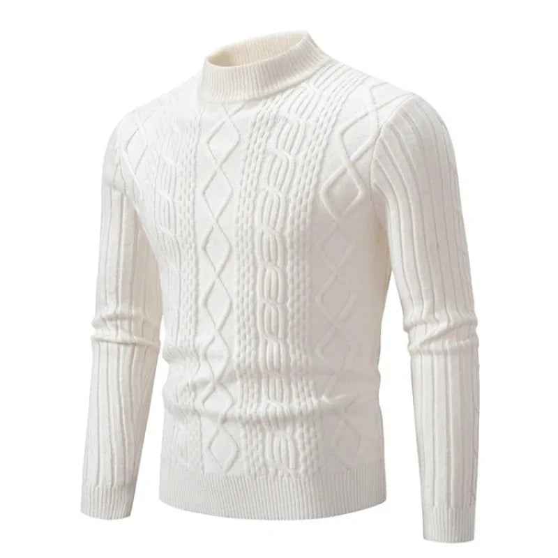 Levoire | Pull À Col Roulé Tricoté Décontracté Pour Hommes Beige