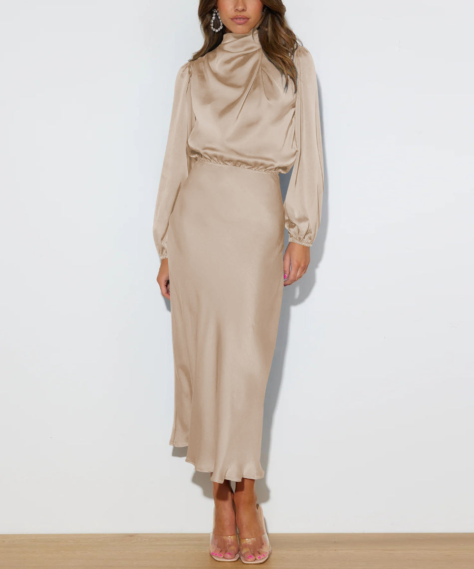 Levoire | Magnifique Robe En Satin Fr Femme Abricot