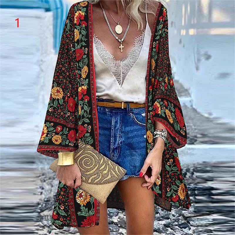 Levoire | Blouse Florale Décontractée Lâche Plage Kimono E S