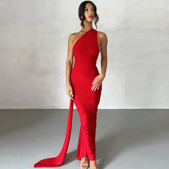Levoire | Robe Maxi À Épaule Décalée Rot