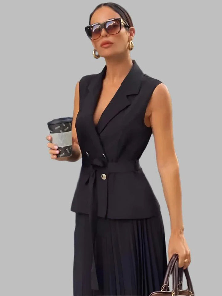 Levoire | Élégante Robe Longue Style Gilet Plissé Pour Femme
