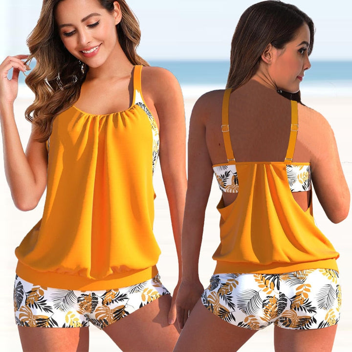 Levoire | Ensemble De Tankini Bicolore Pour Femmes Orange