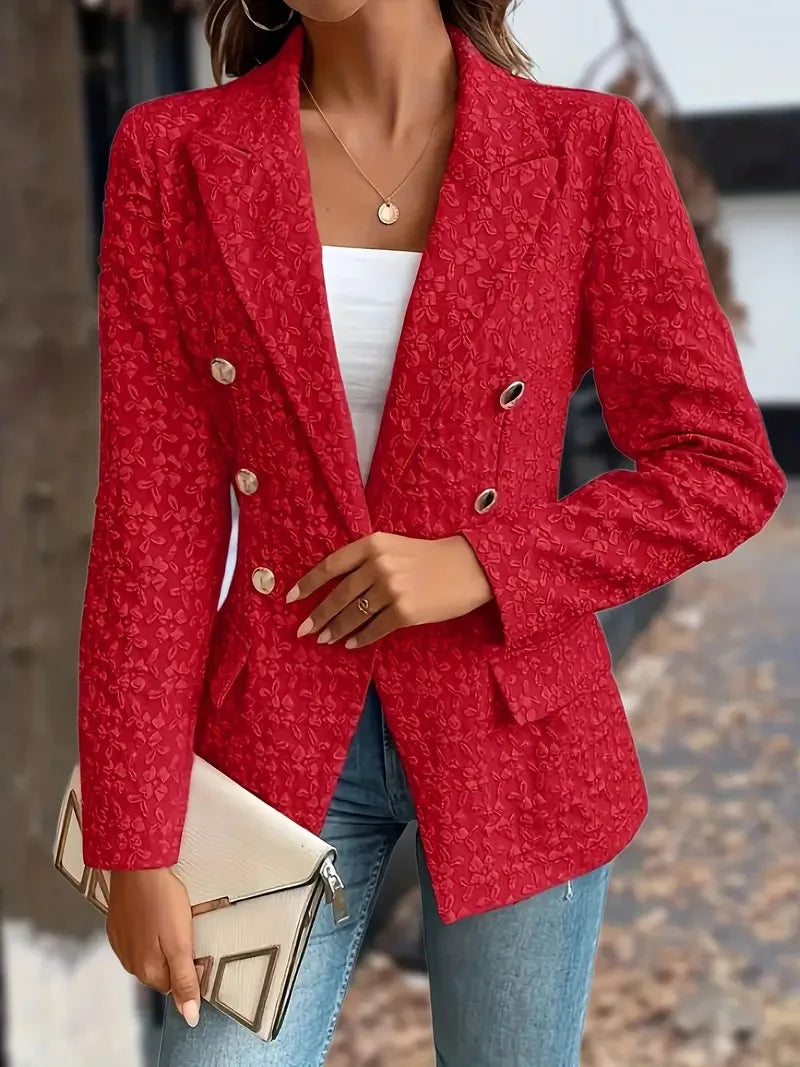 Levoire | Veste Croisée Élégante Au Style Vintage Avec Poches Rouge