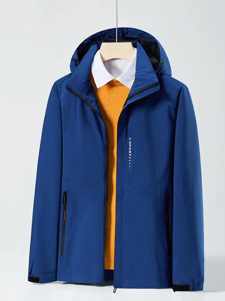 Levoire | Veste De Randonnée Imperméable Avec Capuche Pour Hommes Bleu