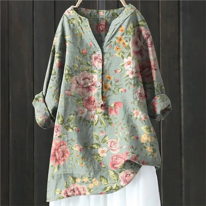 Levoire | Blouse Florale Décontractée Vert clair