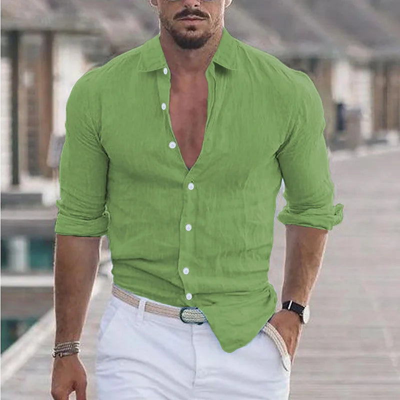 Levoire | Chemise En Lin Pour Hommes Respirant Style Decontracte