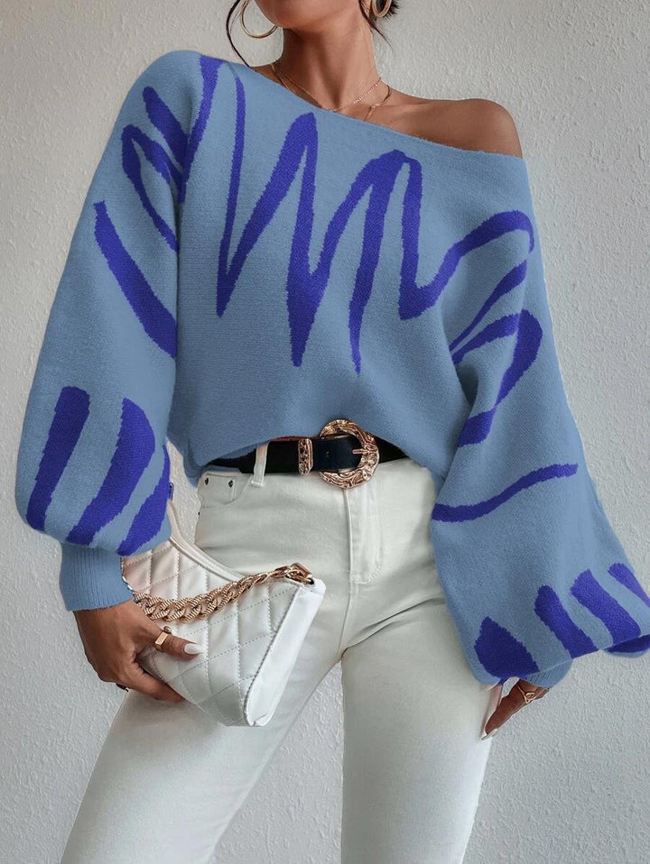 Levoire | Pull Grande Taille Bleu Avec Manches Bouffantes L