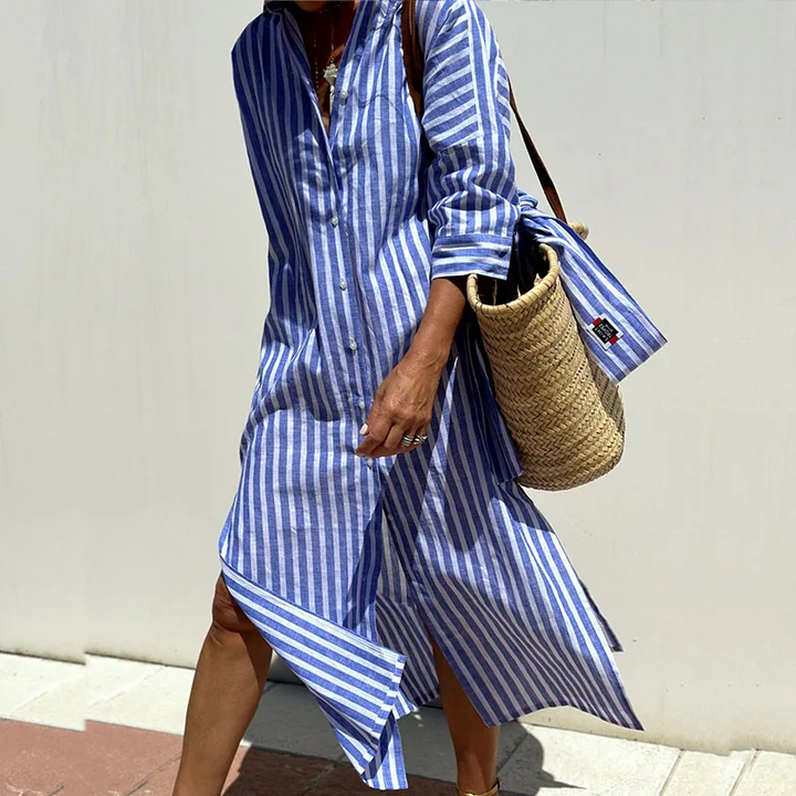 Levoire | Élégante robe chemise à rayures Bleu