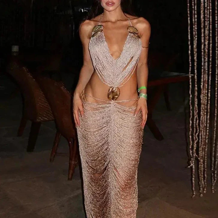Levoire | Franges Bretelles Spaghetti Déclaration Robe Maxi